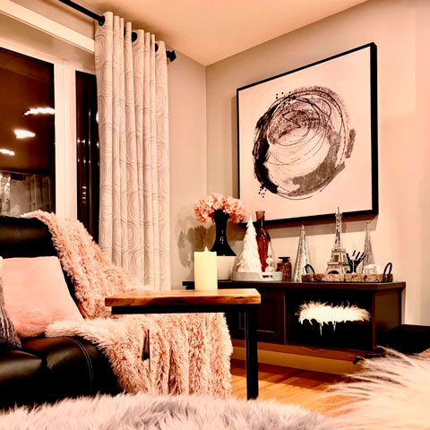 beige living room drapes